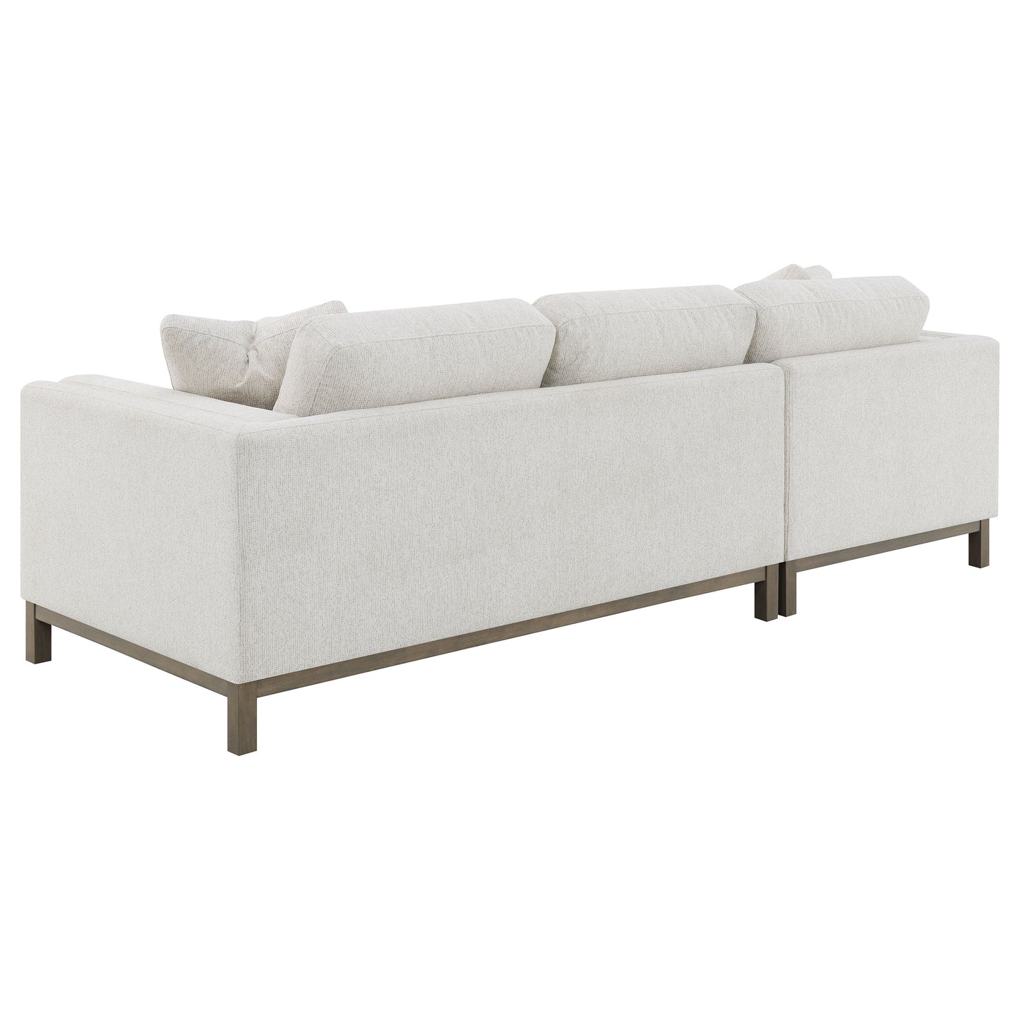 Geneva Textured Boucle Sectional with Wood Trim - Sand