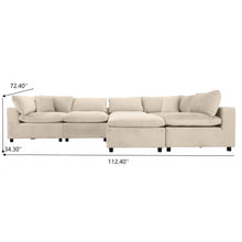 Hayward Ivory Velvet Modular Sectional Sofa with Foam Cushions and Removable Back, Elegant and Durable - detail view 3