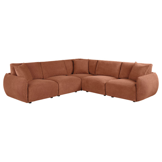 Elysia 6-Piece Modular Chenille Sectional - Coral