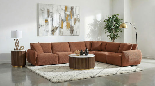 Elysia Modern Modular Chenille Sectional - Coral