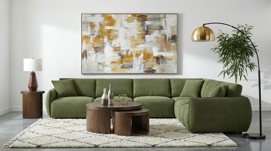 Elysia Modern Modular Chenille Sectional - Green