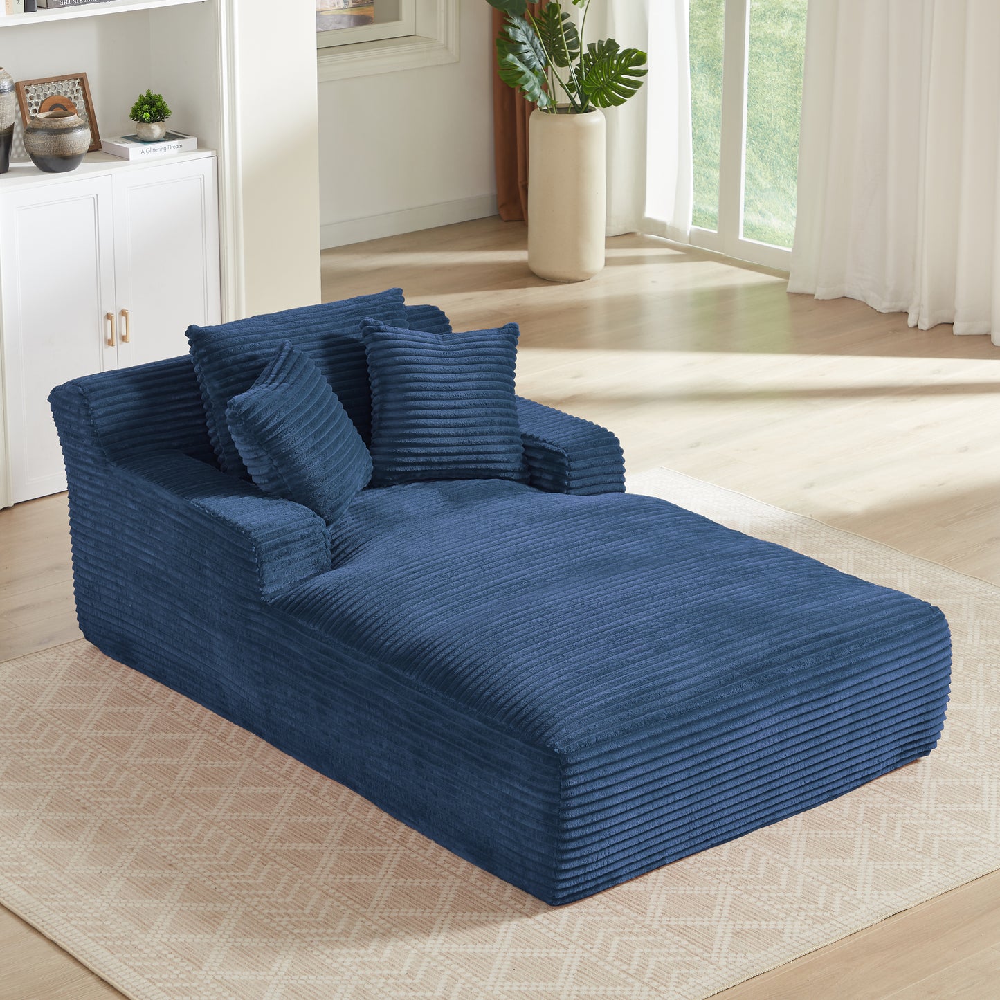 Oversized Chaise Lounge Chair Indoor - Blue - detail view 6