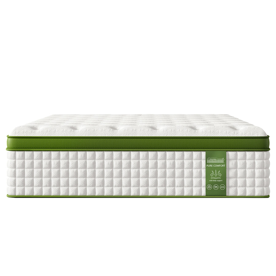 14' Queen Hybrid Mattress with Gel Memory Foam and Pocket Springs - Green - primary color shot