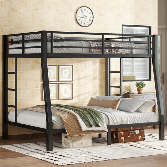 Metal Full XL over Queen Bunk Bed for Teens and Adults - Black - primary color shot