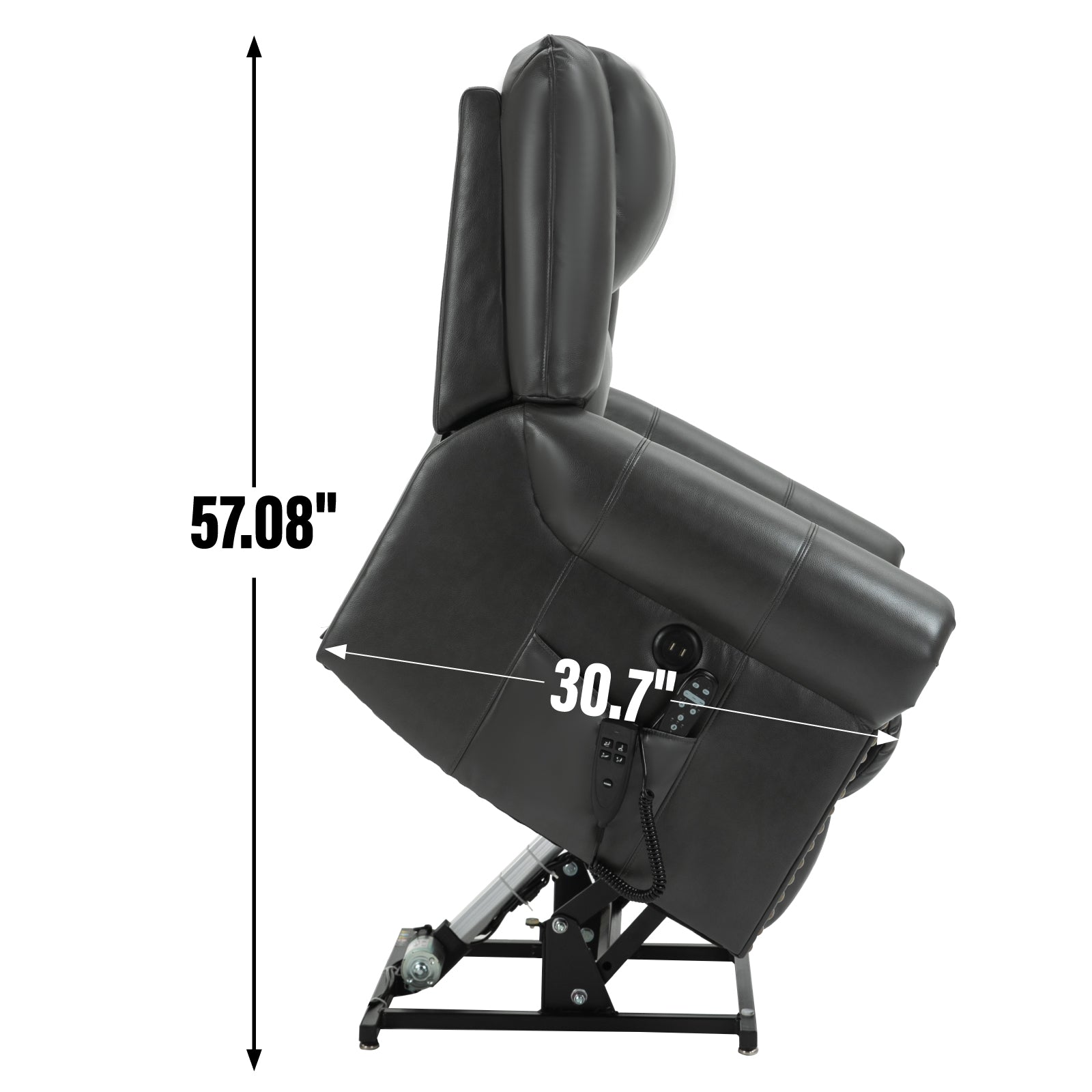 Power Lift Recliner Chair Heat Massage Dual Motor Infinite Position Up to 350 LBS - Grey - detail view 4