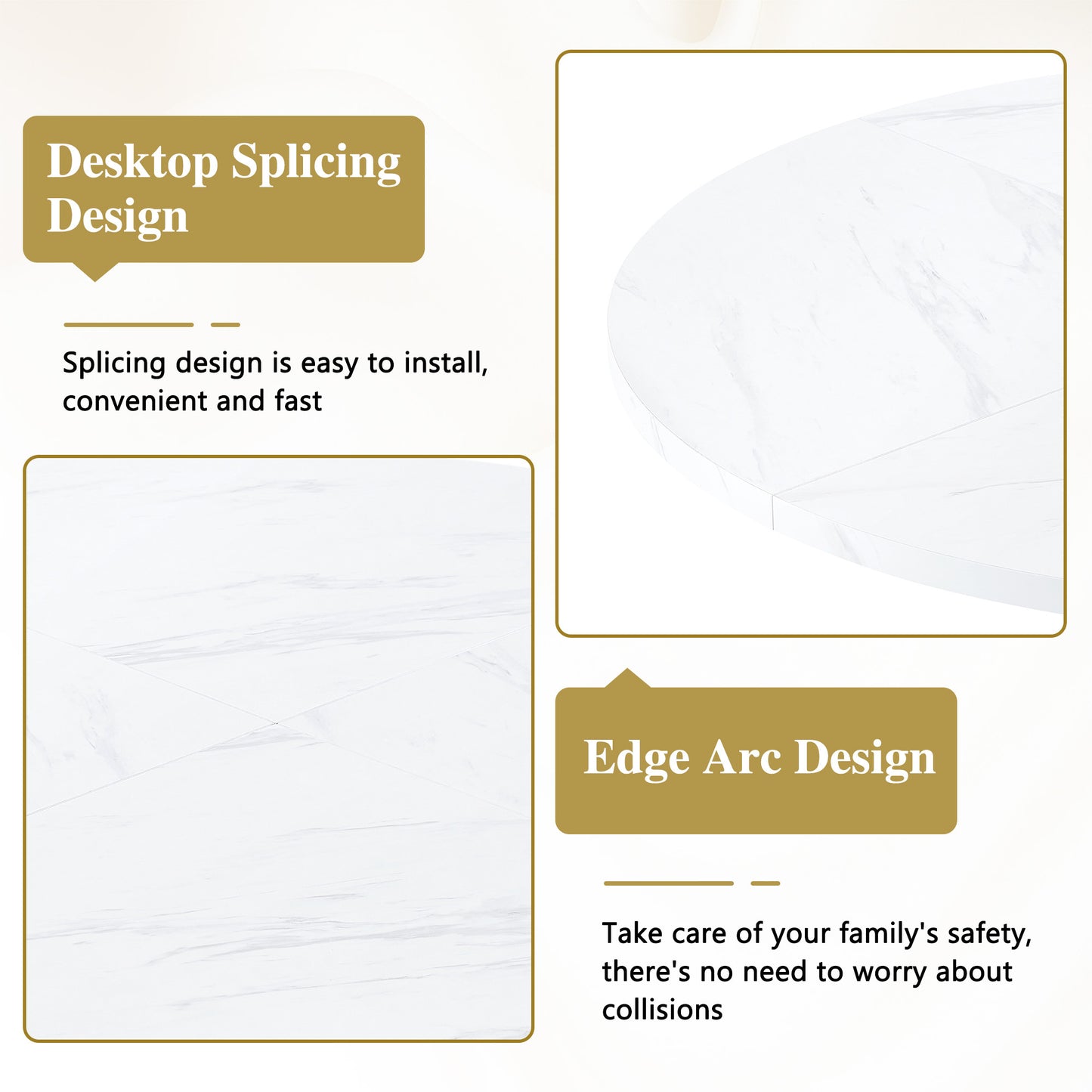 A Circular Dining Table with a Diameter of 47" - White & Black - detail view 5