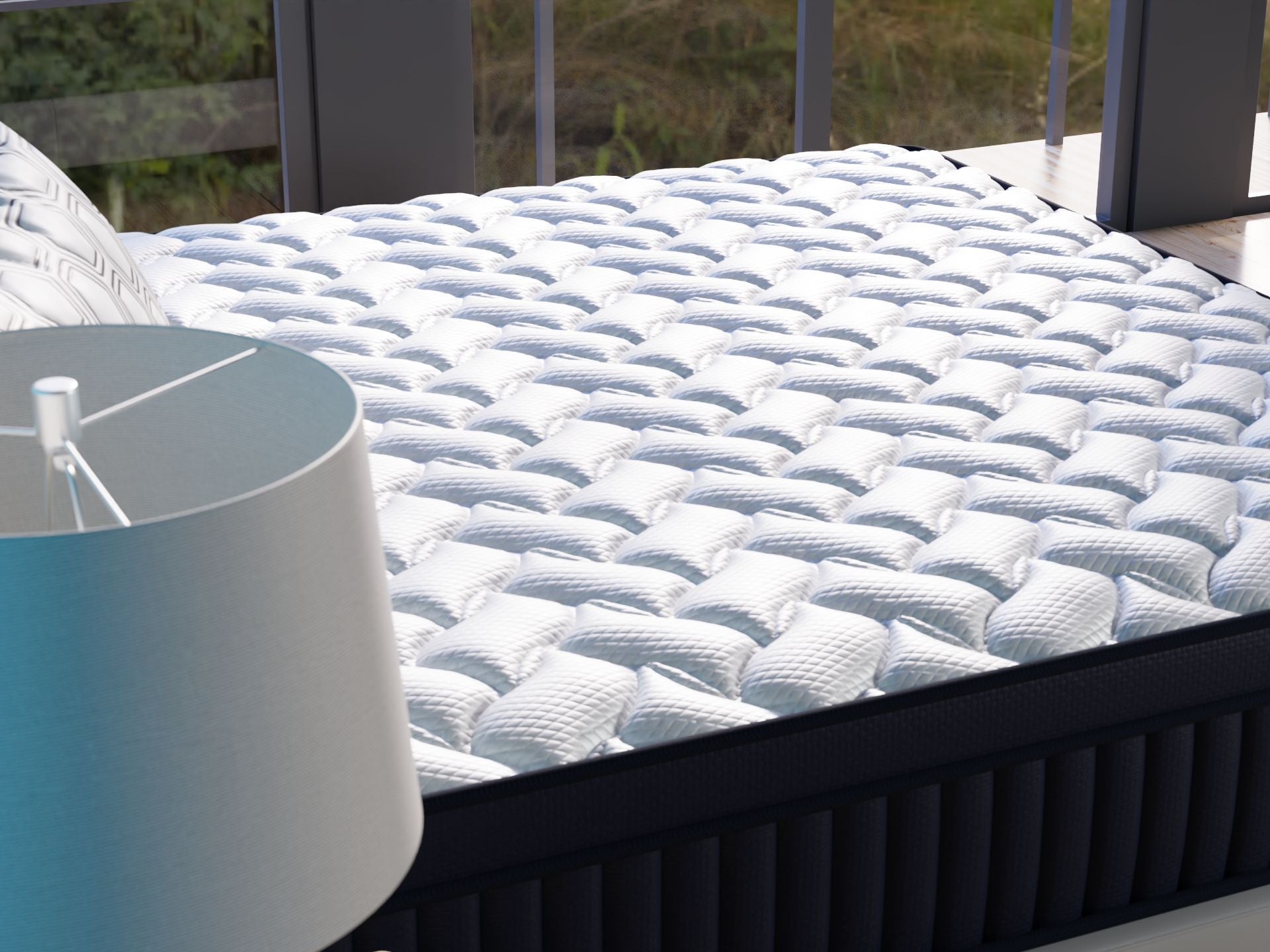 NUBBA 14' TWIN SIZE ELITE LUXURY HYBRID MATTRESS - FIRM - White - detail view 2