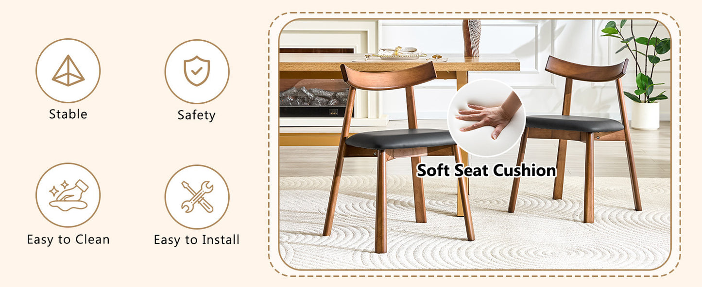 Black Wood Dining Chairs with Gold Legs (set of 2) - detail view 8