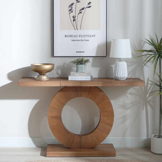 Calden 53” Modern Console Table with Circular Base – Multi Finish