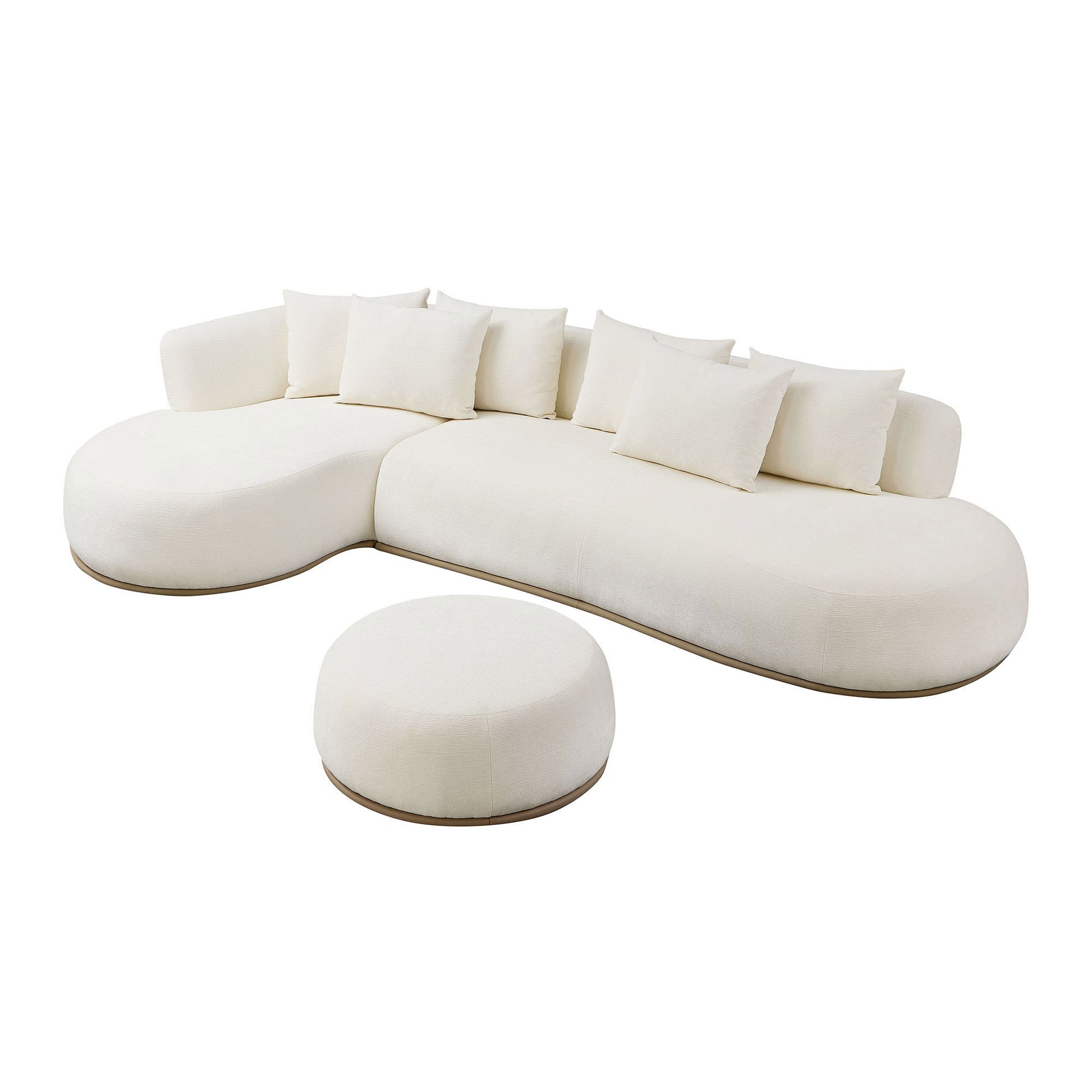 134.63'' Oversized L-Shape Sectional Sectional with Ottoman Sectional with Left-Facing Chaise Beige Sectional with Deep Seat - primary color shot