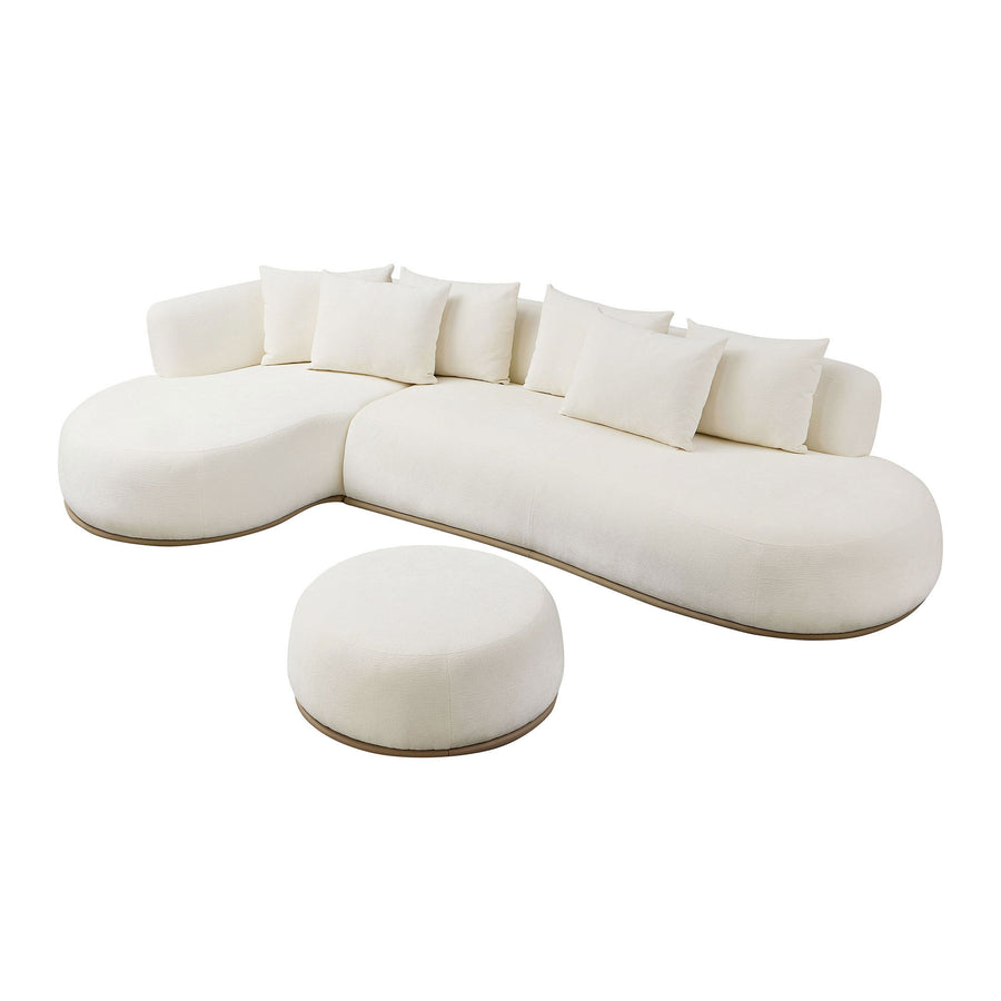 134.63'' Oversized L-Shape Sectional Sectional with Ottoman Sectional with Left-Facing Chaise Beige Sectional with Deep Seat - primary color shot