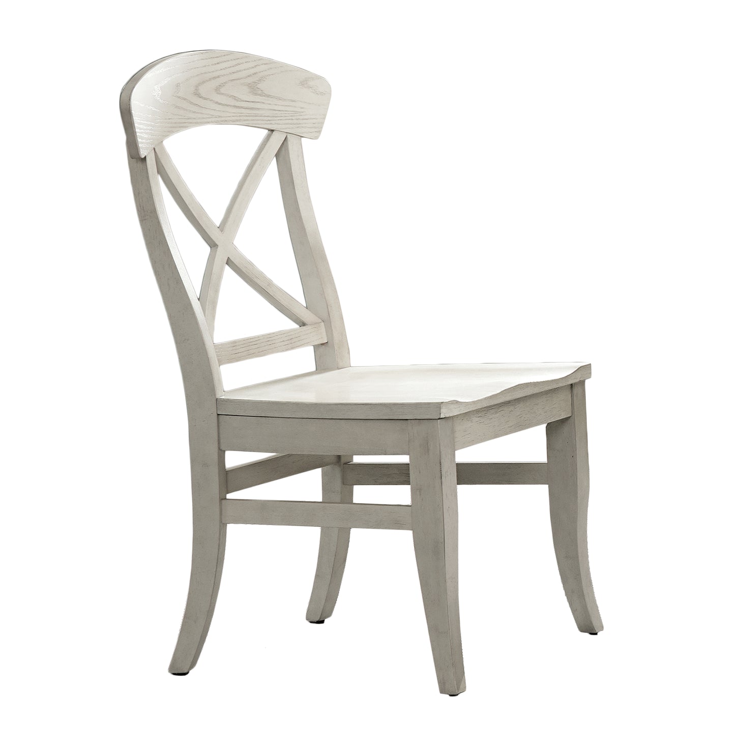 Harola Cross-back Dining Side Chairs in Set of 2, Smoky White Finish