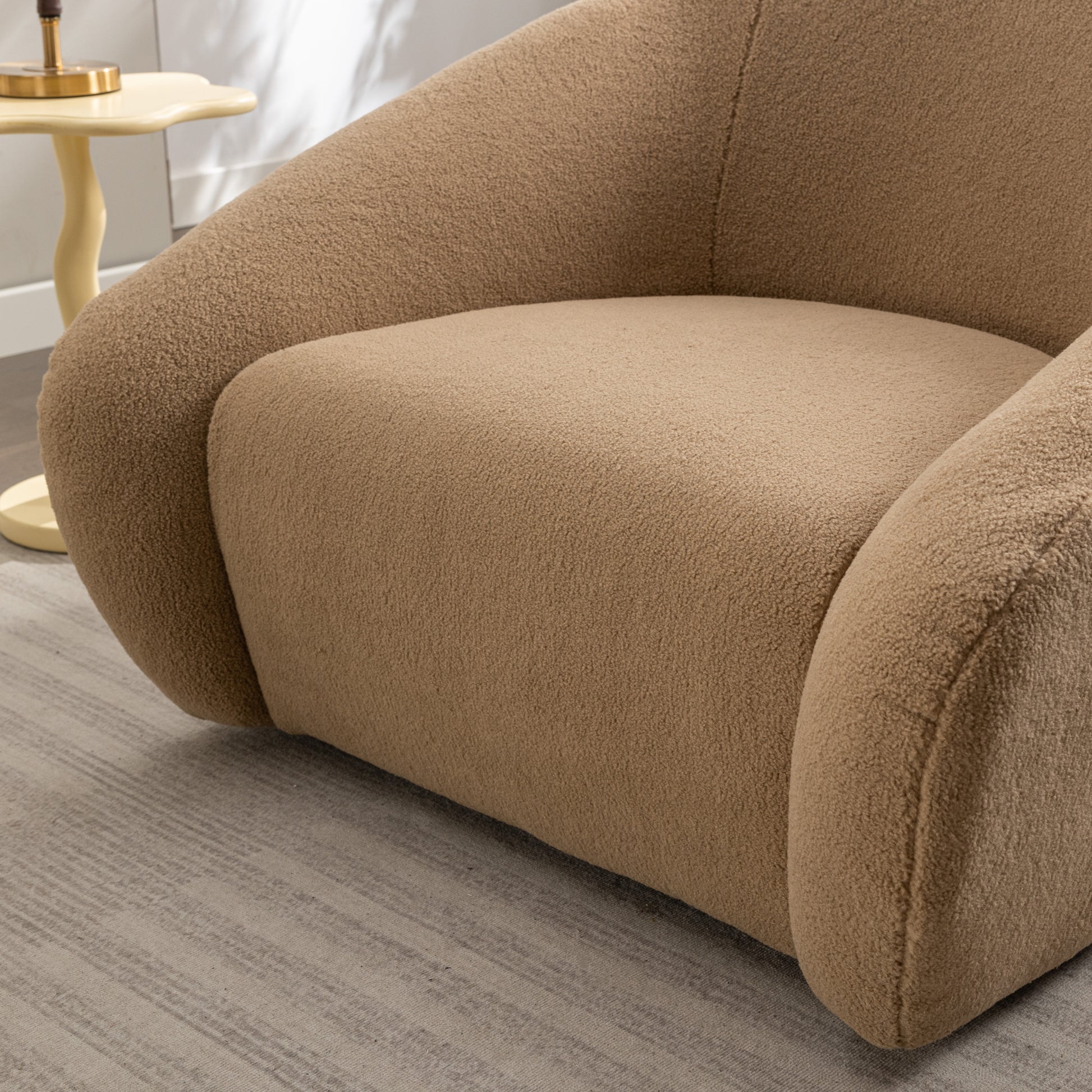 Luzern Modern Upholstered Accent Chair, 360° Swivel, Camel