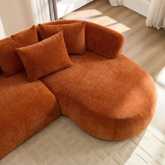 134.63'' Oversized L-Shape Sectional Sectional Sectional with Right-Facing Chaise Sectional with Deep Seat - Orange - detail view 3
