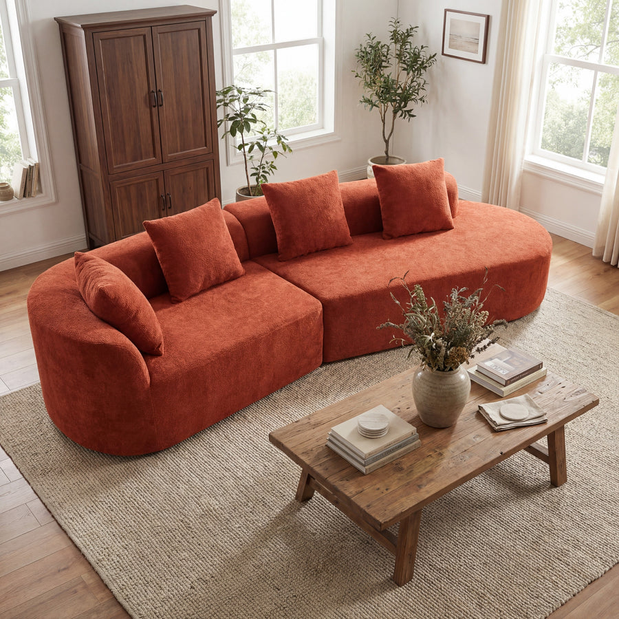 116' Modern Curved Sectional Sofa with High-Density Fully Compressed Sponge and Chaise Lounge, 2-Piece Set, Fully Assembled Right Hand Facing, Perfect - primary color shot