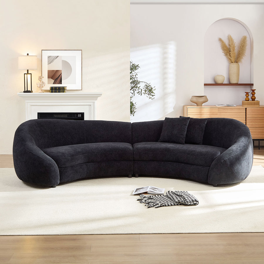 125.98' Modern Curved Sofa with Elegant Love Heart Design - Black - detail view 2