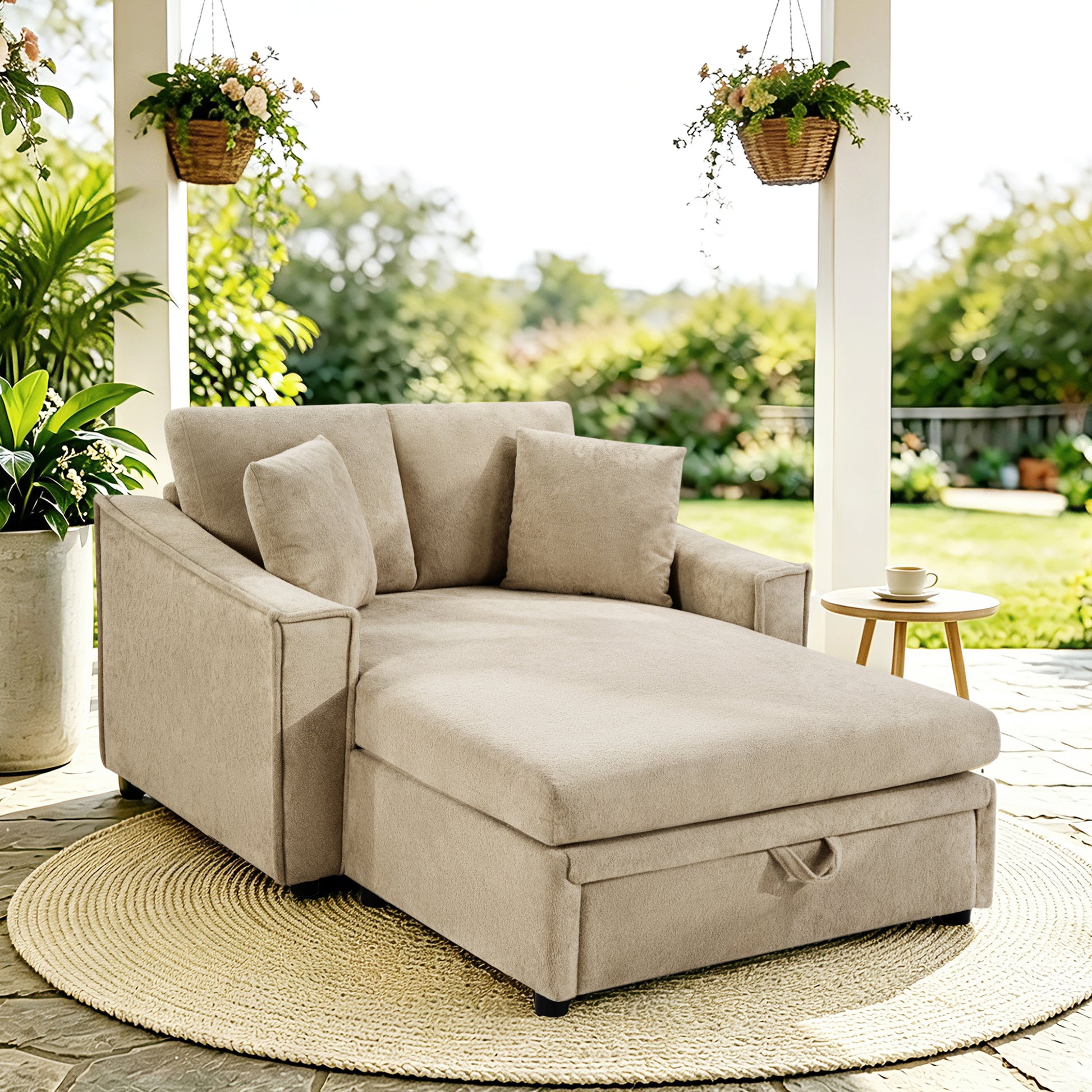 Modern Brown Chaise Sofa with Hidden Storage & Snowflake Velvet Upholstery - detail view 6