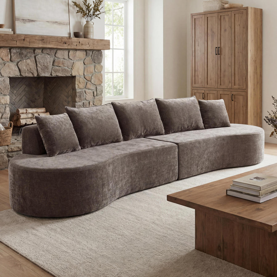 138.6' Modern Curved Modular Sectional Sofa with High-Density Fully Compressed Sponge, 2-Piece Set, Fully Assembled Left/Right Hand Facing, Perfect for Living Room - primary color shot