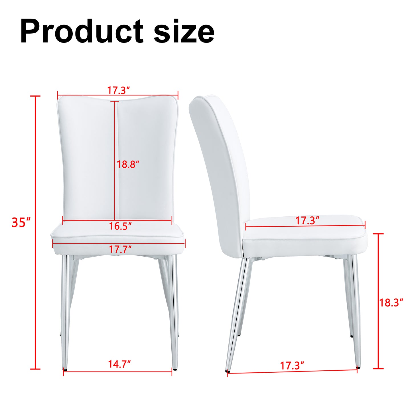 White PU Leather Dining Chairs with Silver Legs (set of 2) - detail view 3