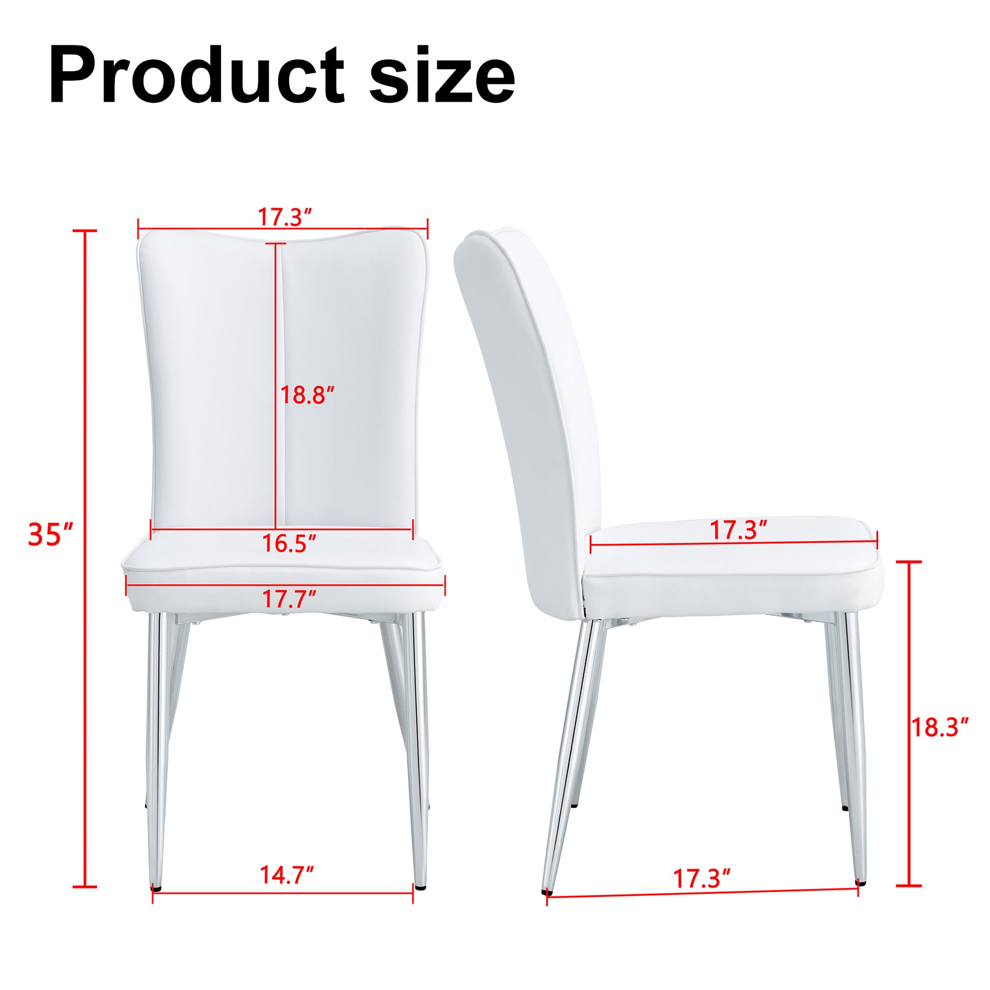 White PU Leather Dining Chairs with Silver Legs (set of 2) - detail view 3