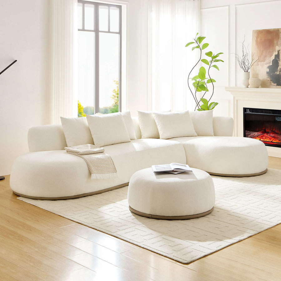134.63'' Oversized L-Shape Sectional Sectional with Ottoman Sectional with Right-Facing Chaise Beige Sectional with Deep Seat - detail view 2