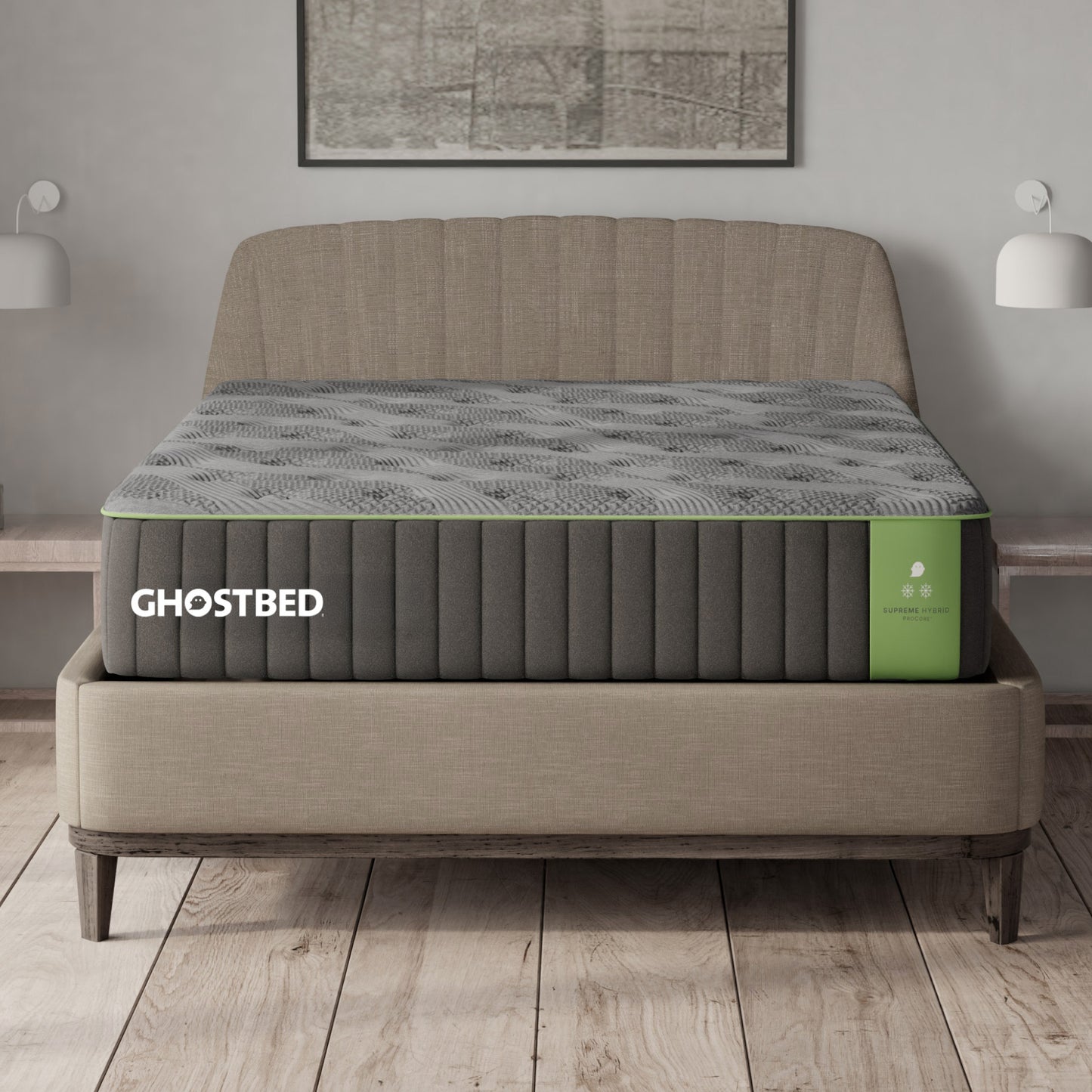 Ghostbed Supreme 12' King Hybrid Mattress with Ghost Ice Quilted Cover in Grey - detail view 2