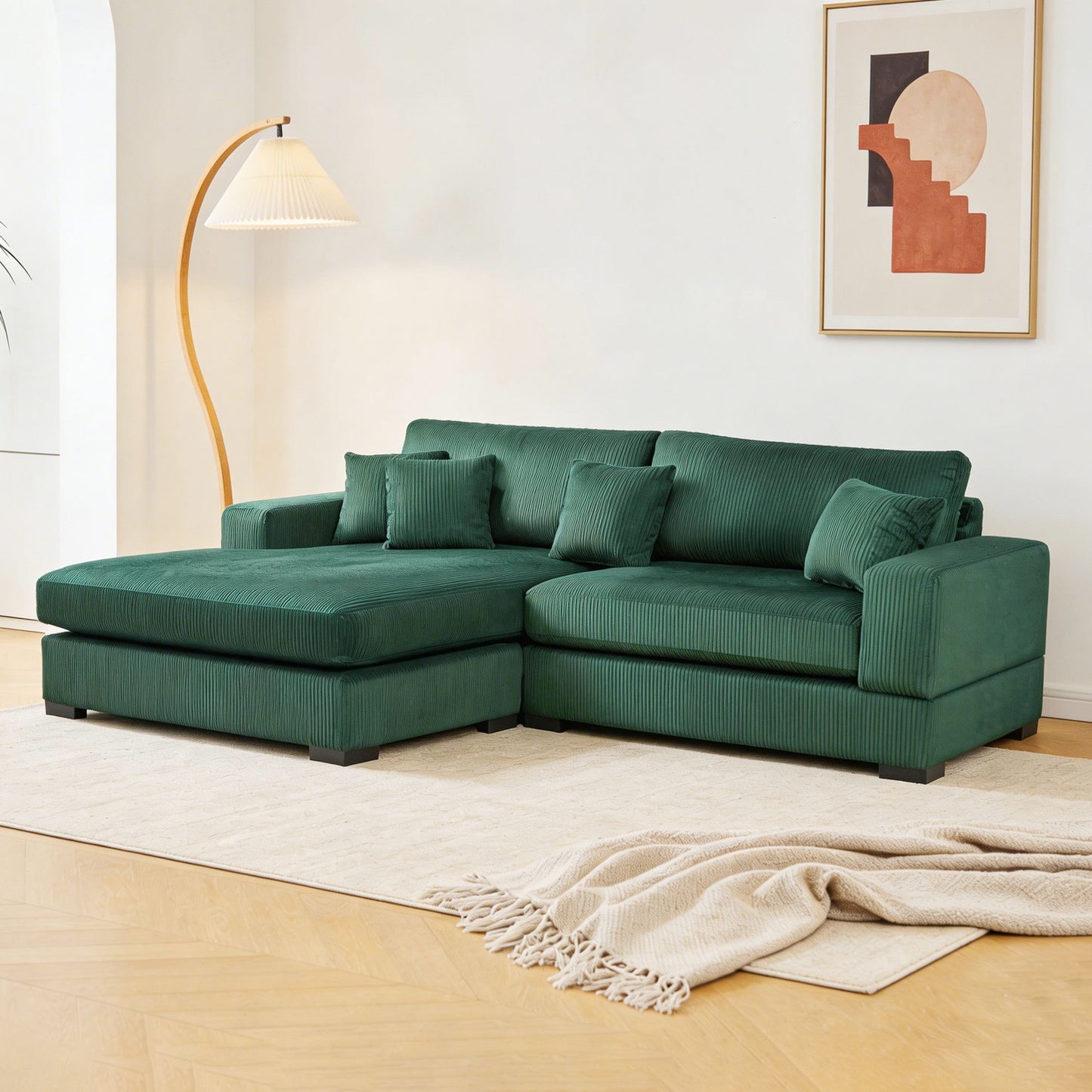 Mid Century Modern Sectional 3-Seater Sectional.polyester.suitable - GREEN - detail view 8