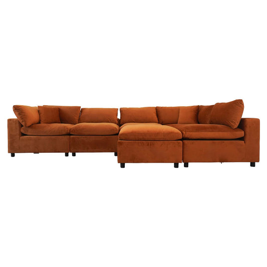 Hayward Modern Oversized Velvet Modular Sectional Sofa in Burnt Orange - primary color shot