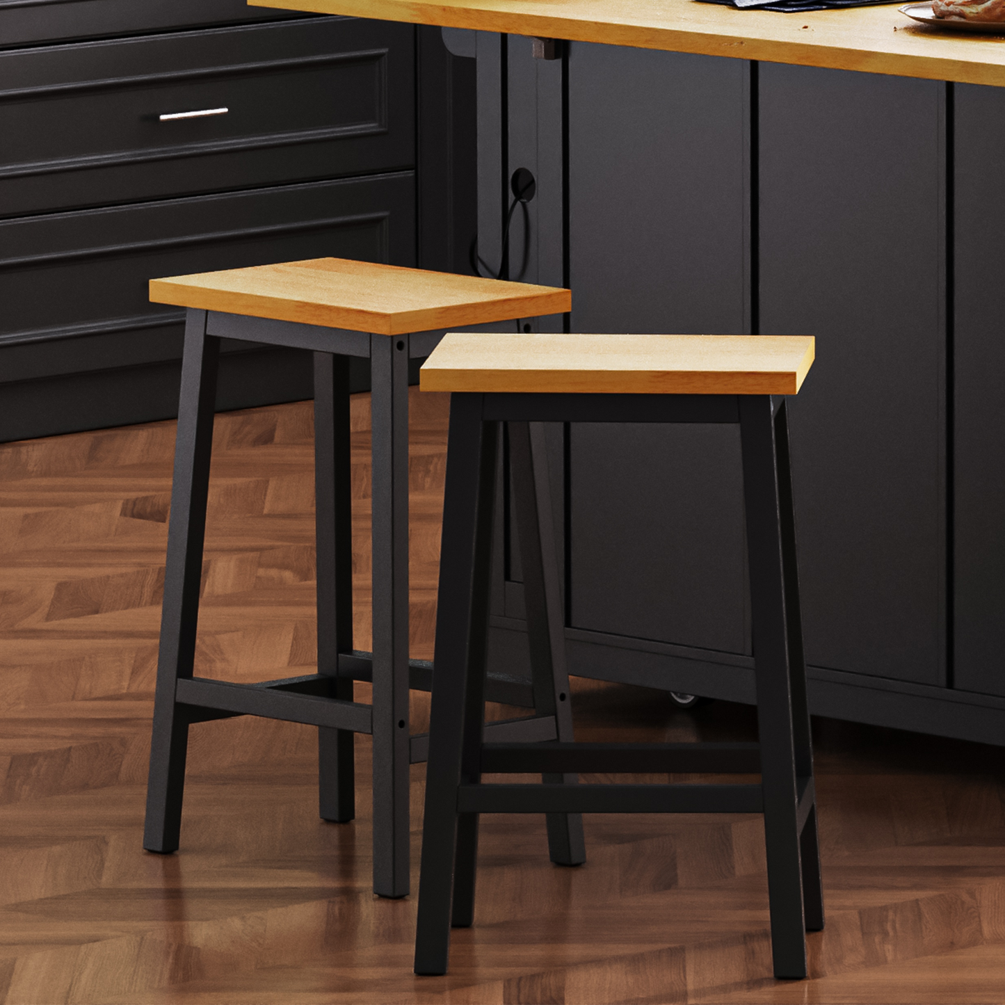 K&k Solid Wood Bar Stools (not Cheap Iron) - Black - primary color shot