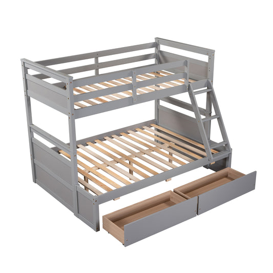 Hearth & Haven Twin over Full Bunk Bed with Storage - Gray - primary color shot