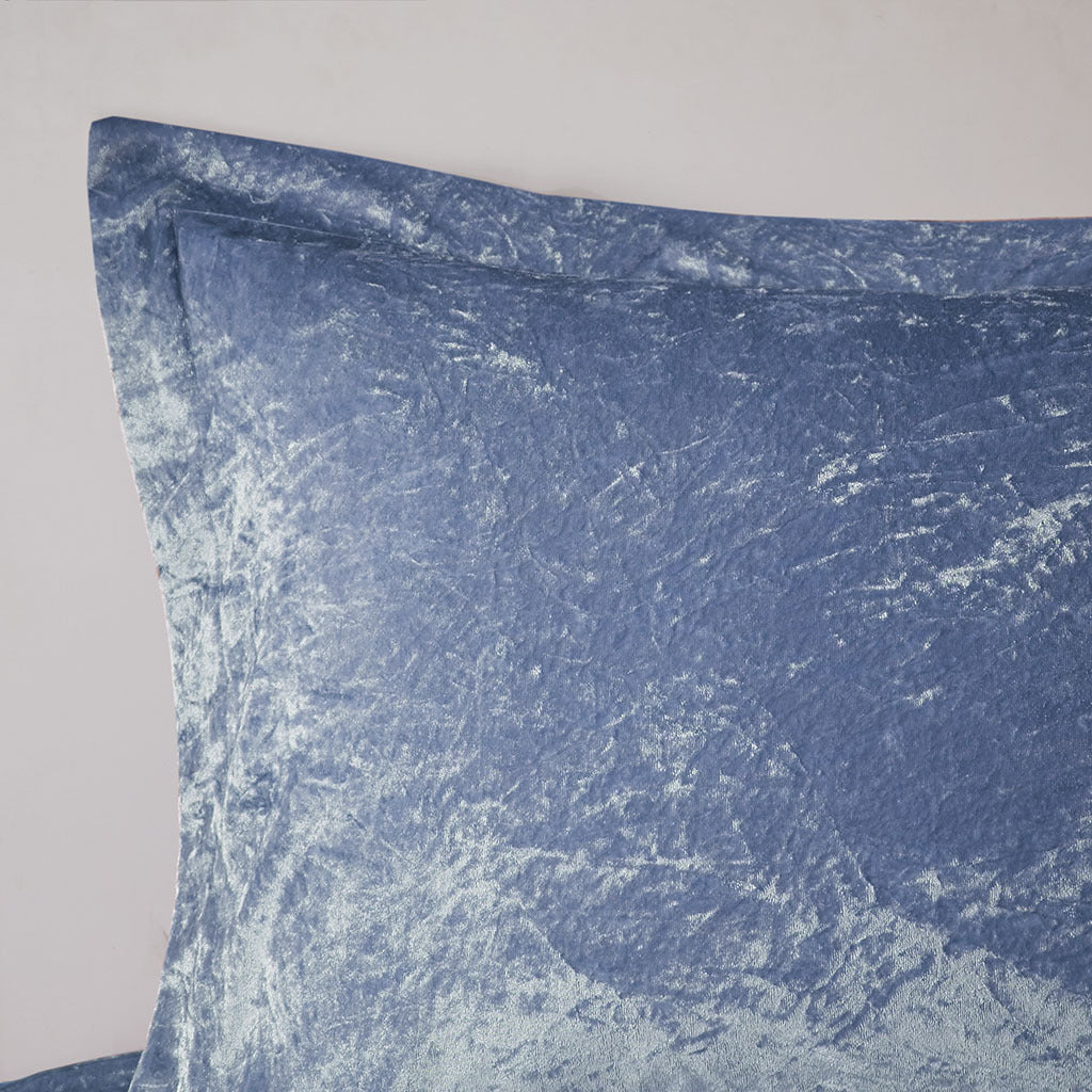 Blue Velvet Comforter Set with Throw Pillow