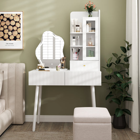 Hana Contemporary White Vanity Set