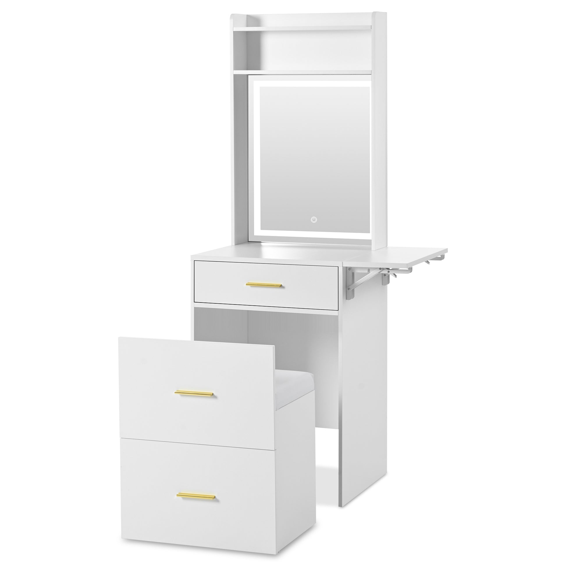 Small Vanity Desk with Mirror and Light