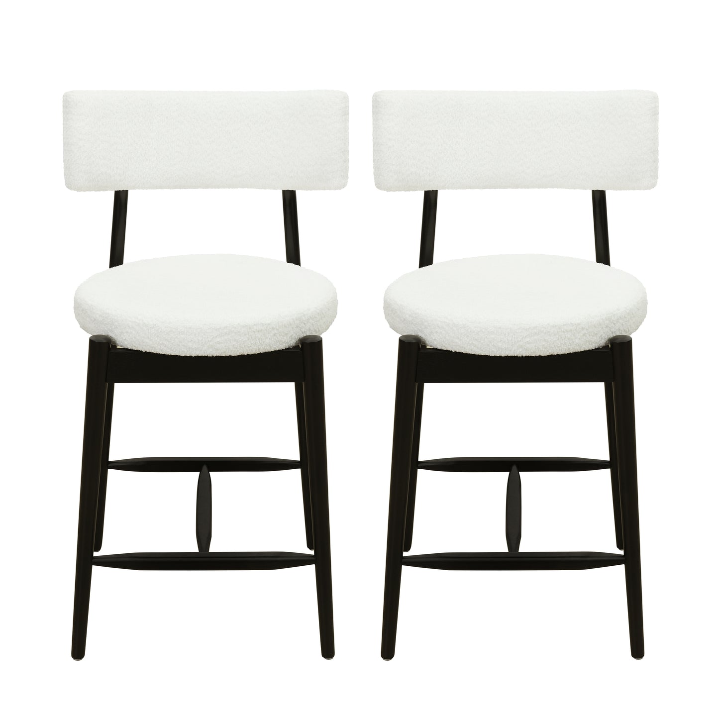 Calla Bouclé Bar Stools (Set of 2) – Beige Bouclé & Black