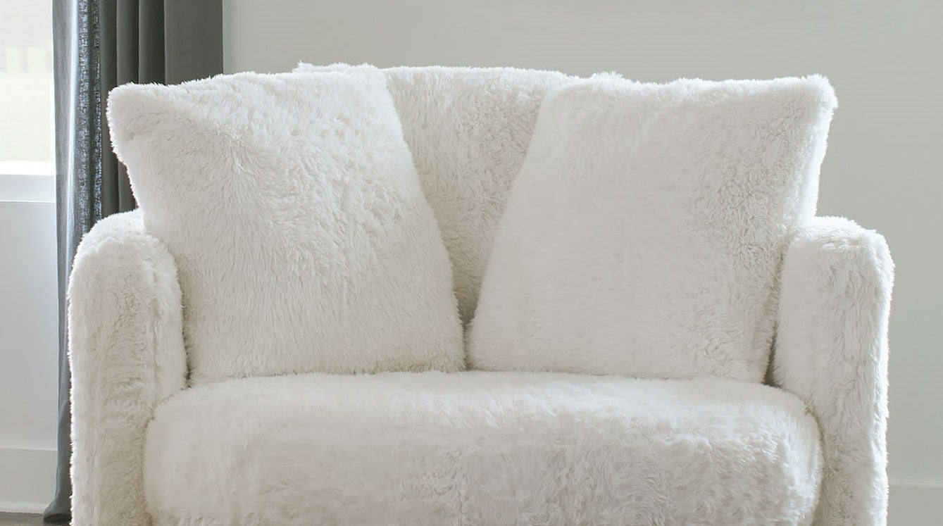 FOA Cochrane Contemporary Faux Fur Fabric Accent Chair - White