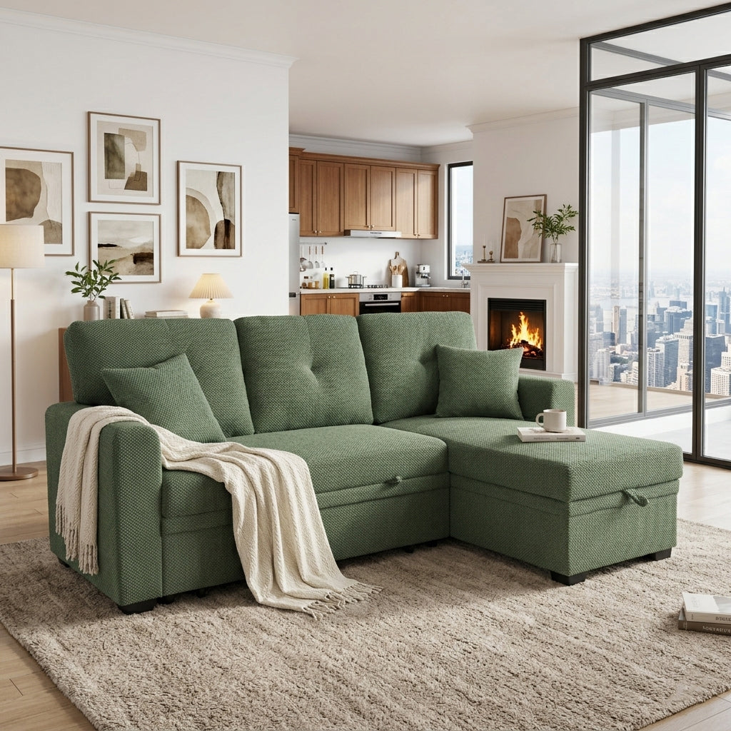 Sleeper Sectional - Green - primary color shot