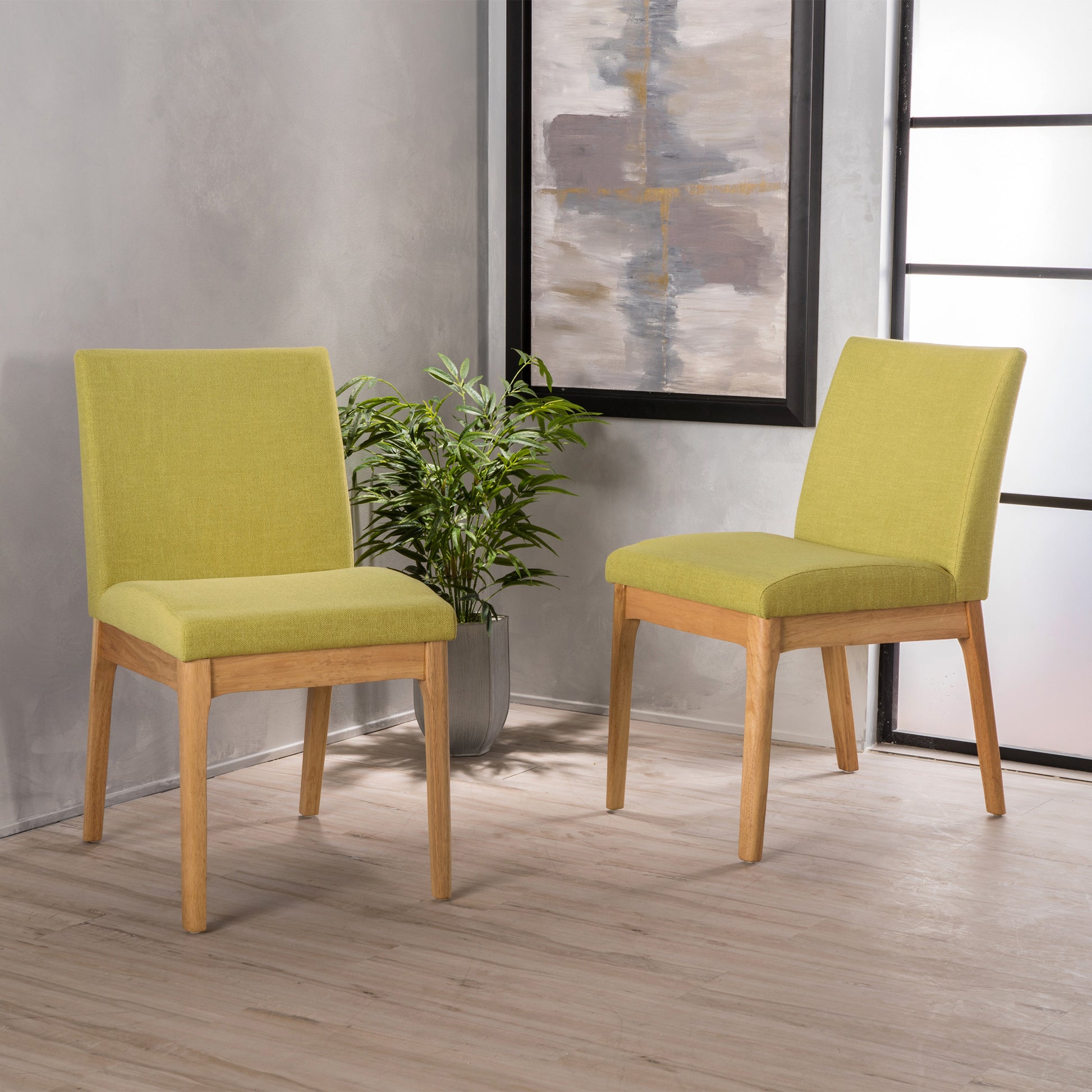 Betty Linen Dining Side Chairs with Wood Trim Set of 2