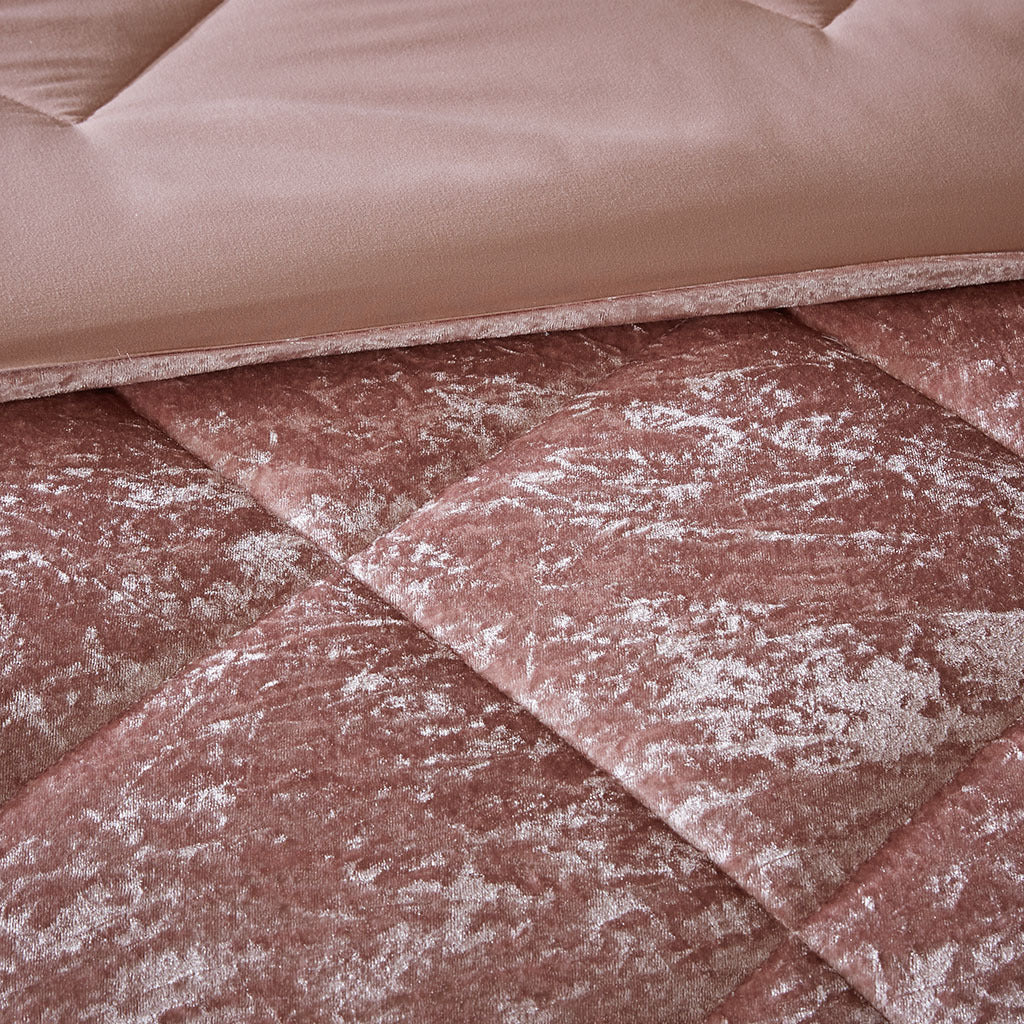 Blush Velvet Comforter Set with Throw Pillow