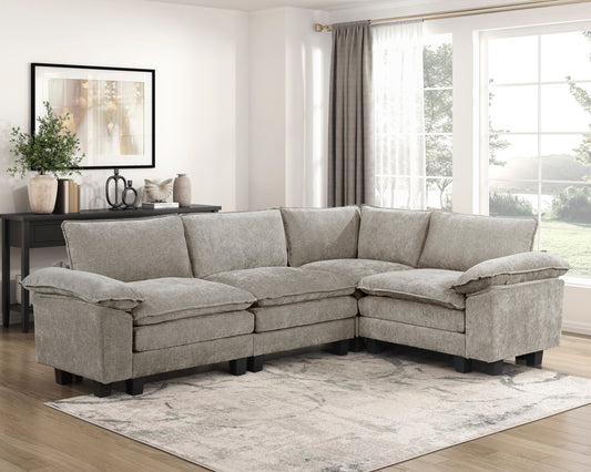 Modern Contemporary 4-Piece Modular Sectional Plush Comfort Chenille Upholstery Living Room Furniture Durable Plywood - detail view 7