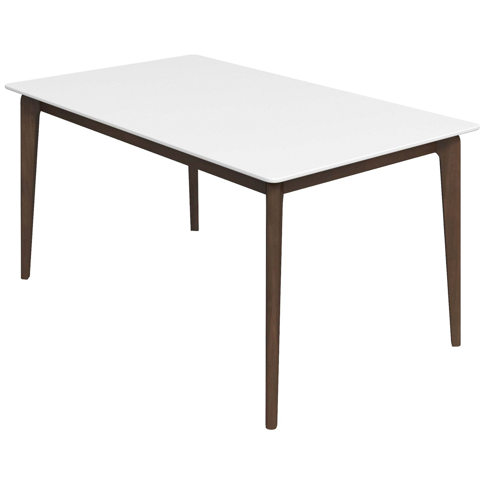 Brown and White Rectangular Solid Wood Dining Room Table with Brown Wood Base - detail view 5