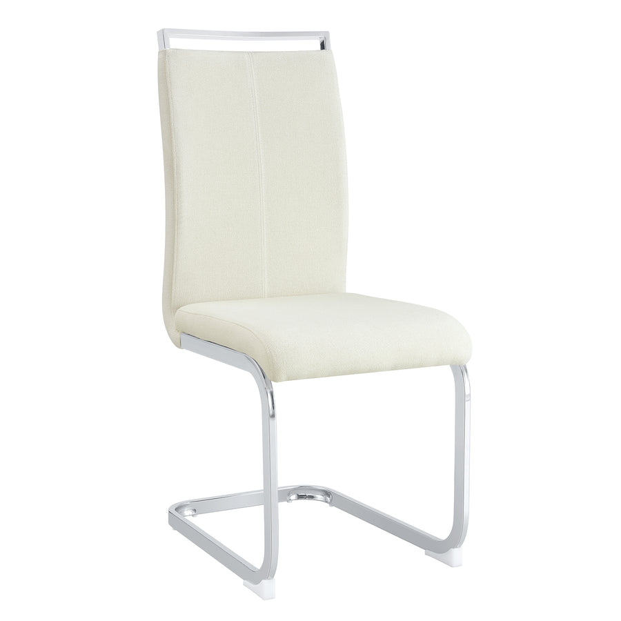 Cream Velvet Steel Frame Dining Chairs with Silver Legs (set of 2) - primary color shot