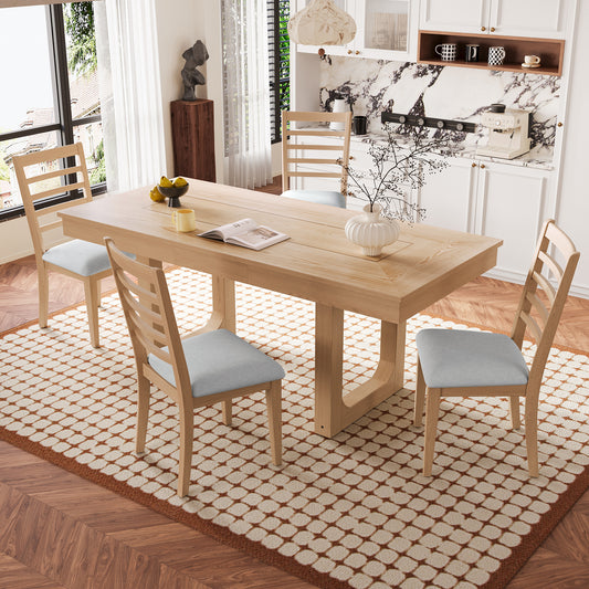 5-Piece Extendable Dining Table Set - Natural - primary color shot