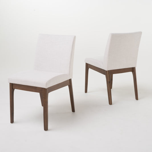 Betty Linen Dining Side Chairs with Wood Trim Set of 2