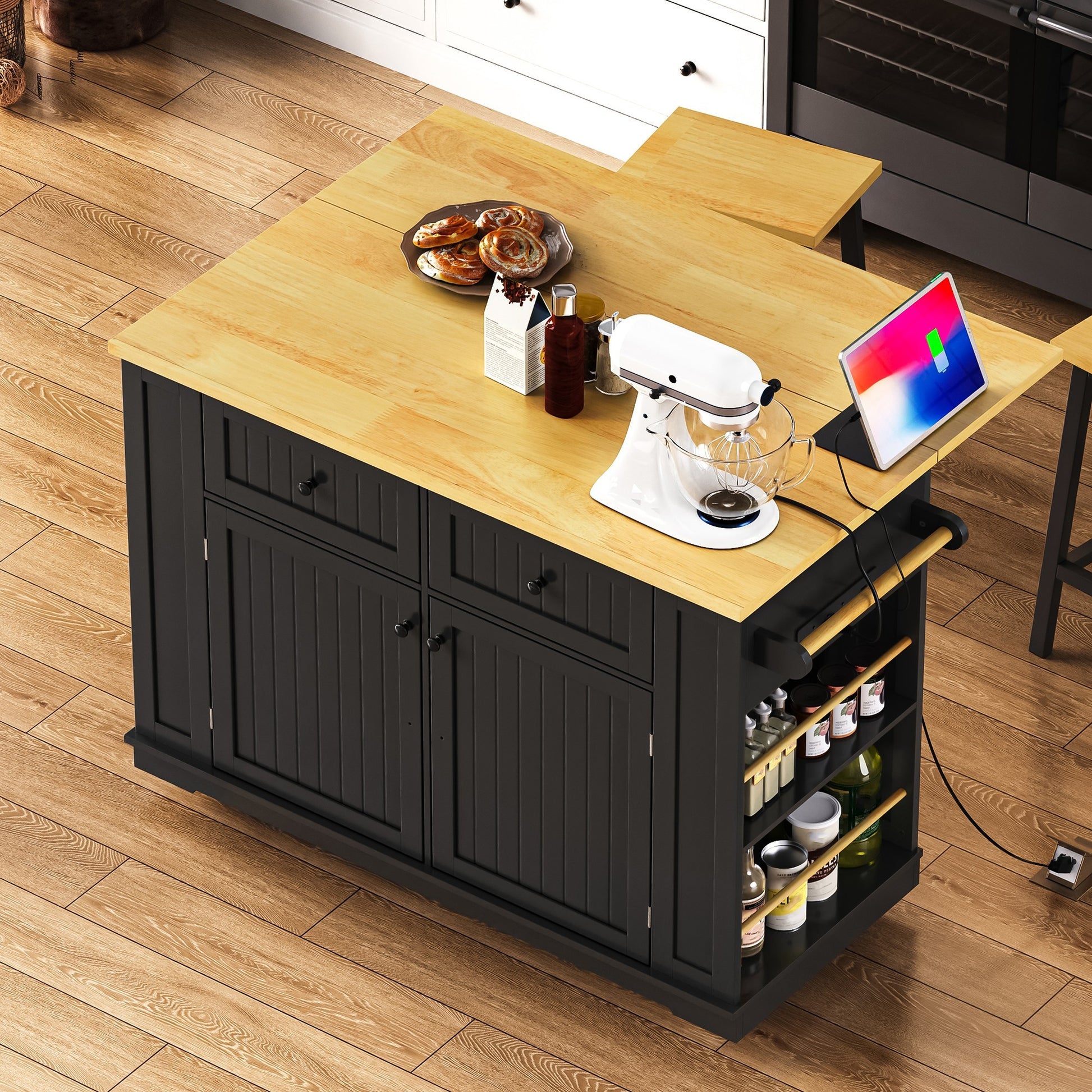 48" Kitchen Island with Drop Leaf - Black - detail view 4