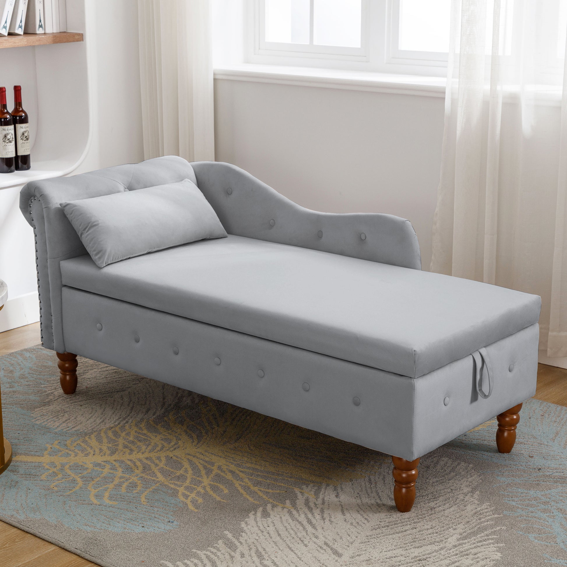 Grey Chaise Lounge Indoor - detail view 2