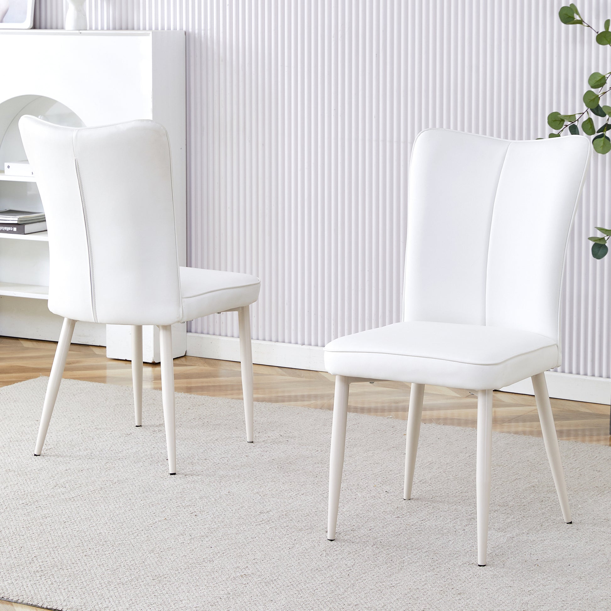Ashley Modern Minimalist PU Leather Side Chairs Set of 2 , White