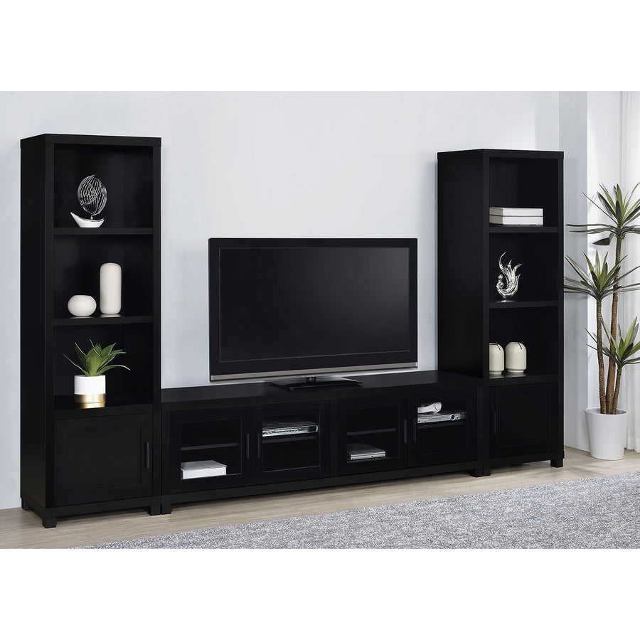 Arnaud Black 3-Piece TV Stand Set with Modern Storage and Sleek Black Finish - detail view 2