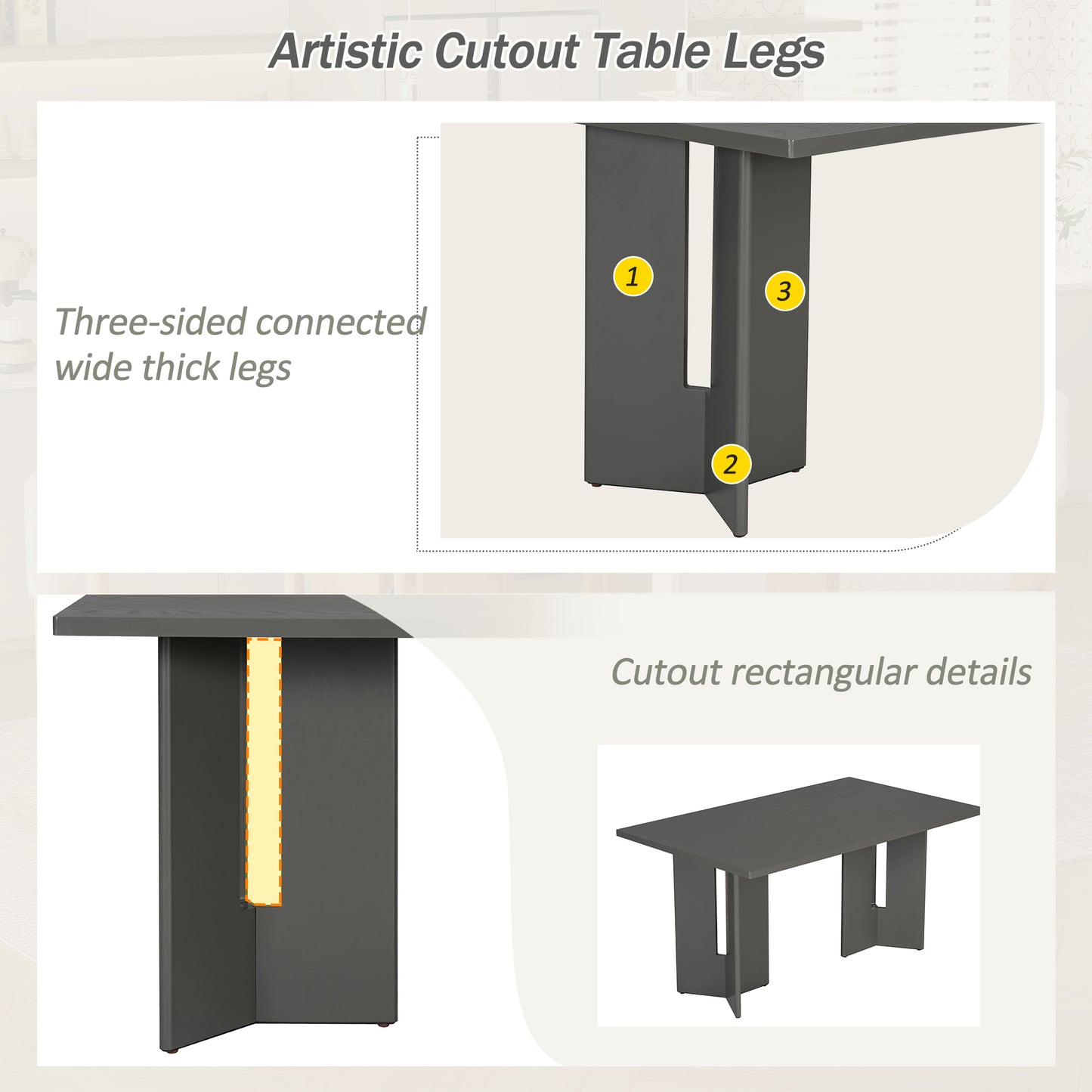 TREXM Farmhouse Wood Dining Table - Gray - detail view 3