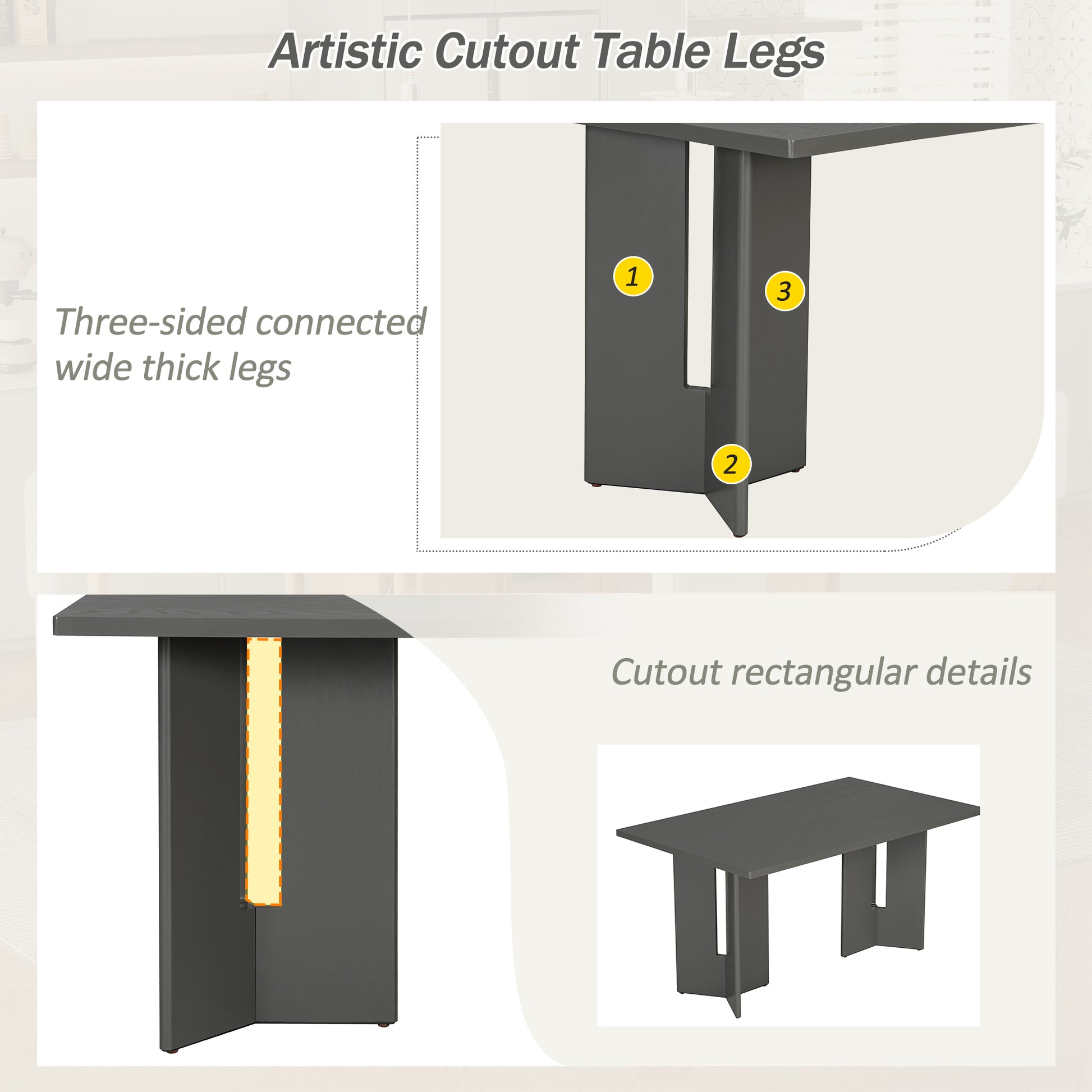 TREXM Farmhouse Wood Dining Table - Gray - detail view 3