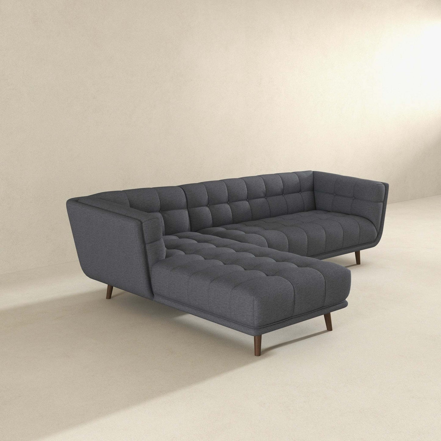 Addison Left Sectional Ash Grey Fabric Sofa - detail view 2